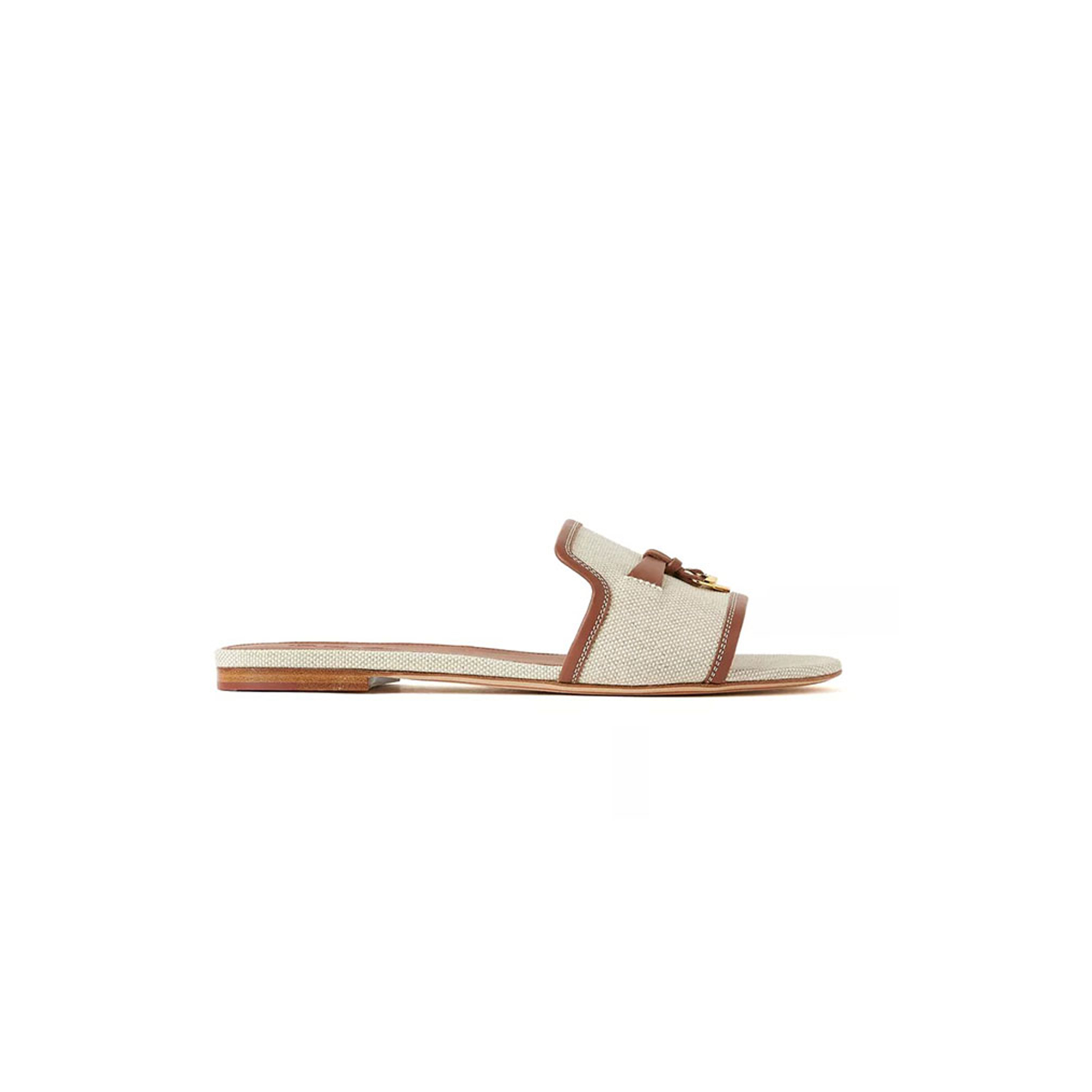 LORO PIANA SUMMER CHARMS FLAT SANDALS IN CANVAS 